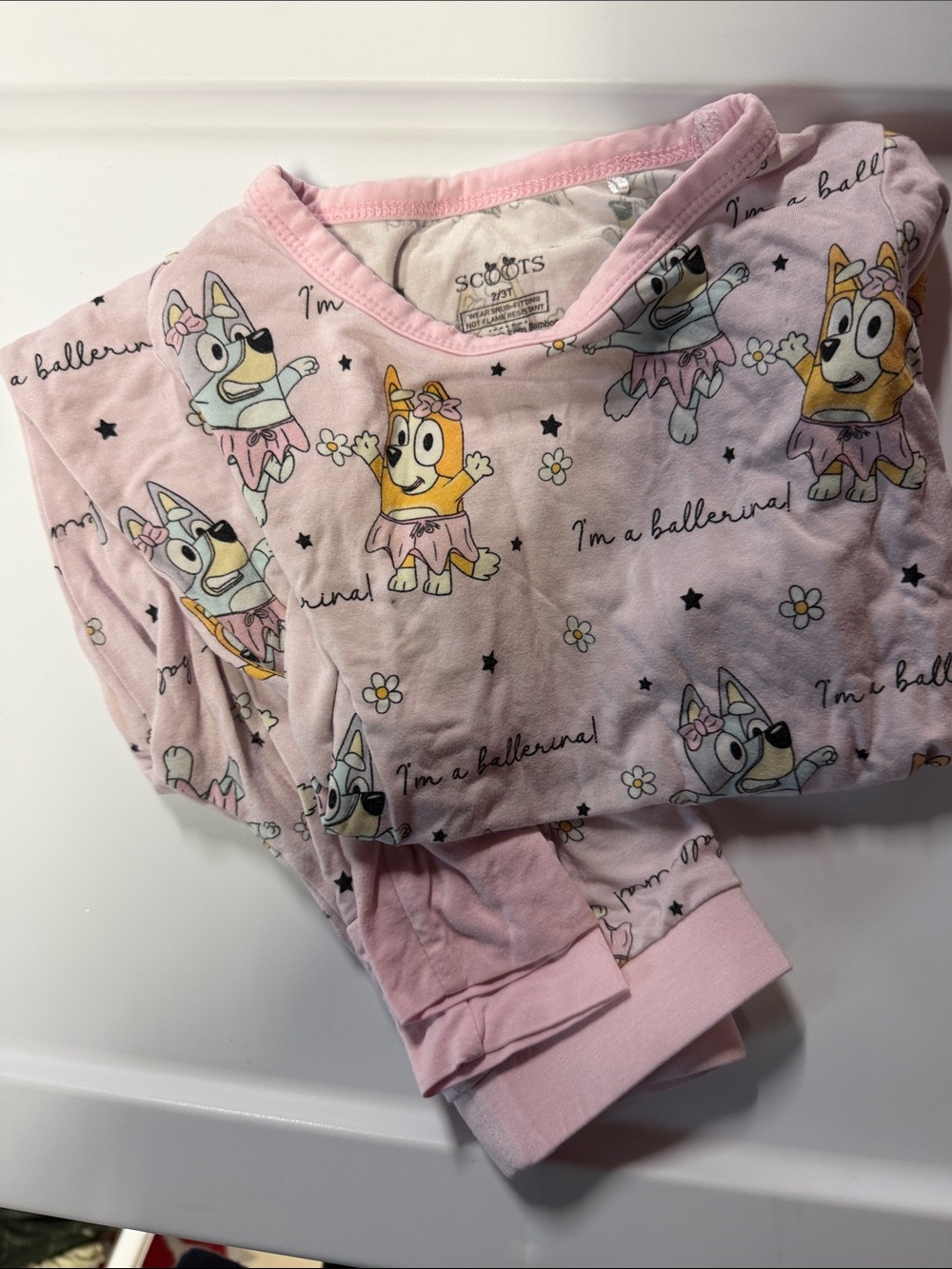 Scoots Bluey 2-3T Pink Ballerina Bluey Kids Pajama Set